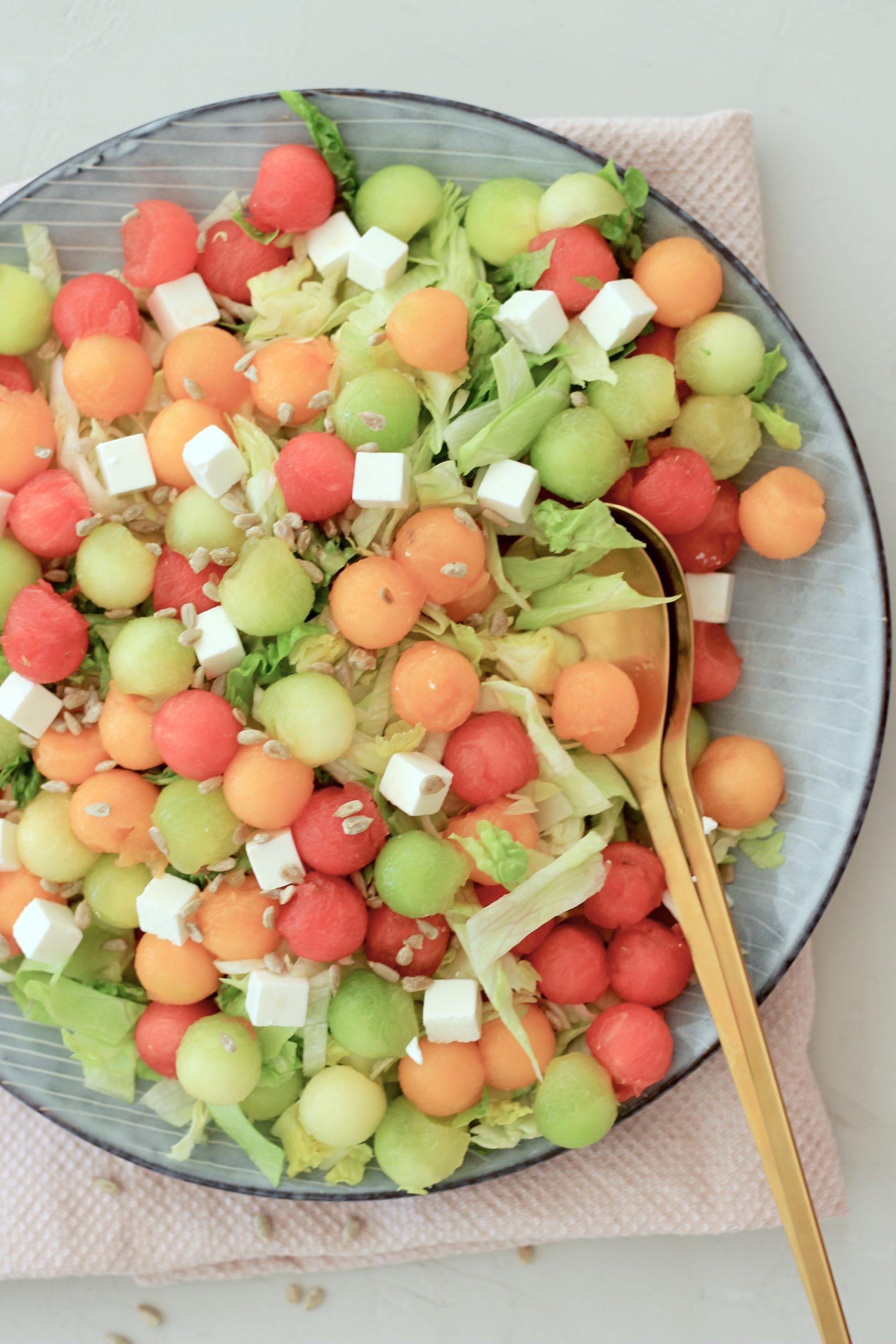 Aftensmad Ride Indsigt Melonsalat - Sommer salat med tre slags meloner