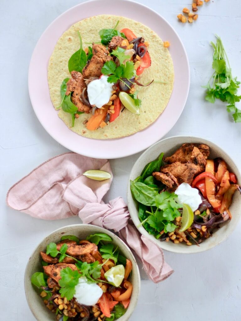 Wraps fajitakylling peberfrugt majs